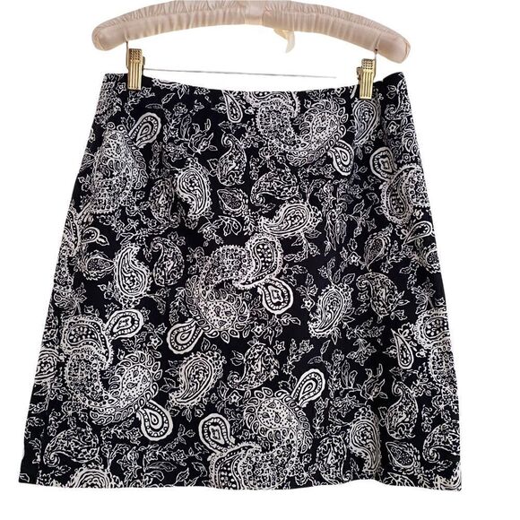 Lauren Ralph Lauren Paisley Pencil Skirt Black + White Size 4 - Picture 1 of 5